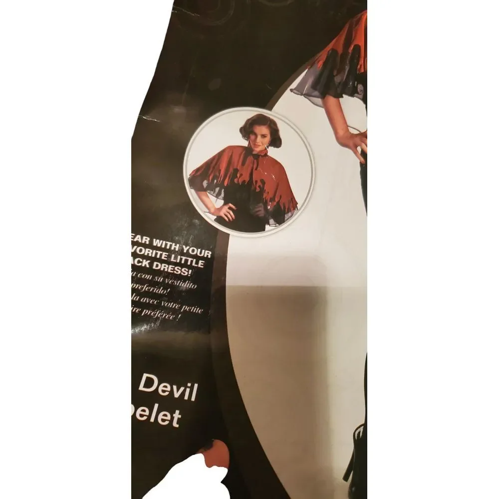 Creepy Adult Devil Cape Horns Witch Costume Cosplay Halloween Size One‎ Party